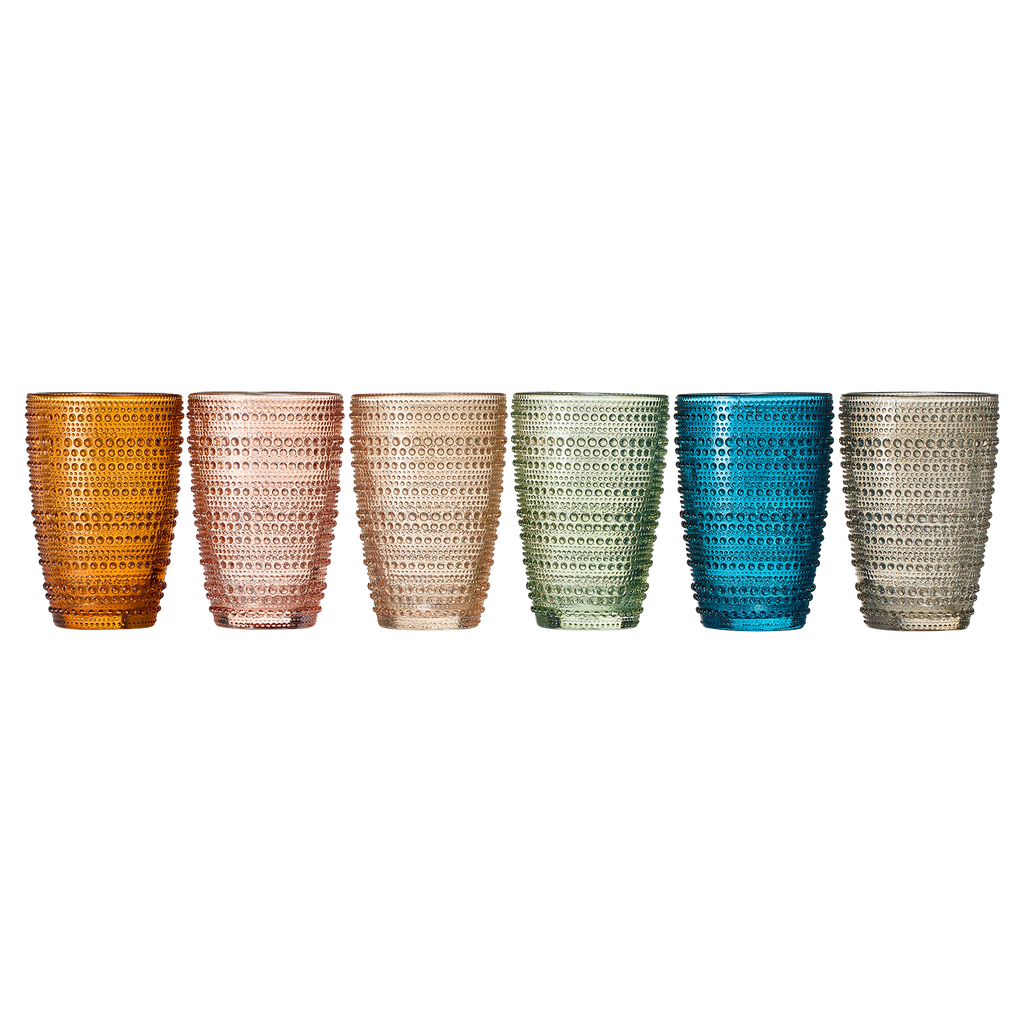 Tonal Hobnail Highball Glassware, Set of 6