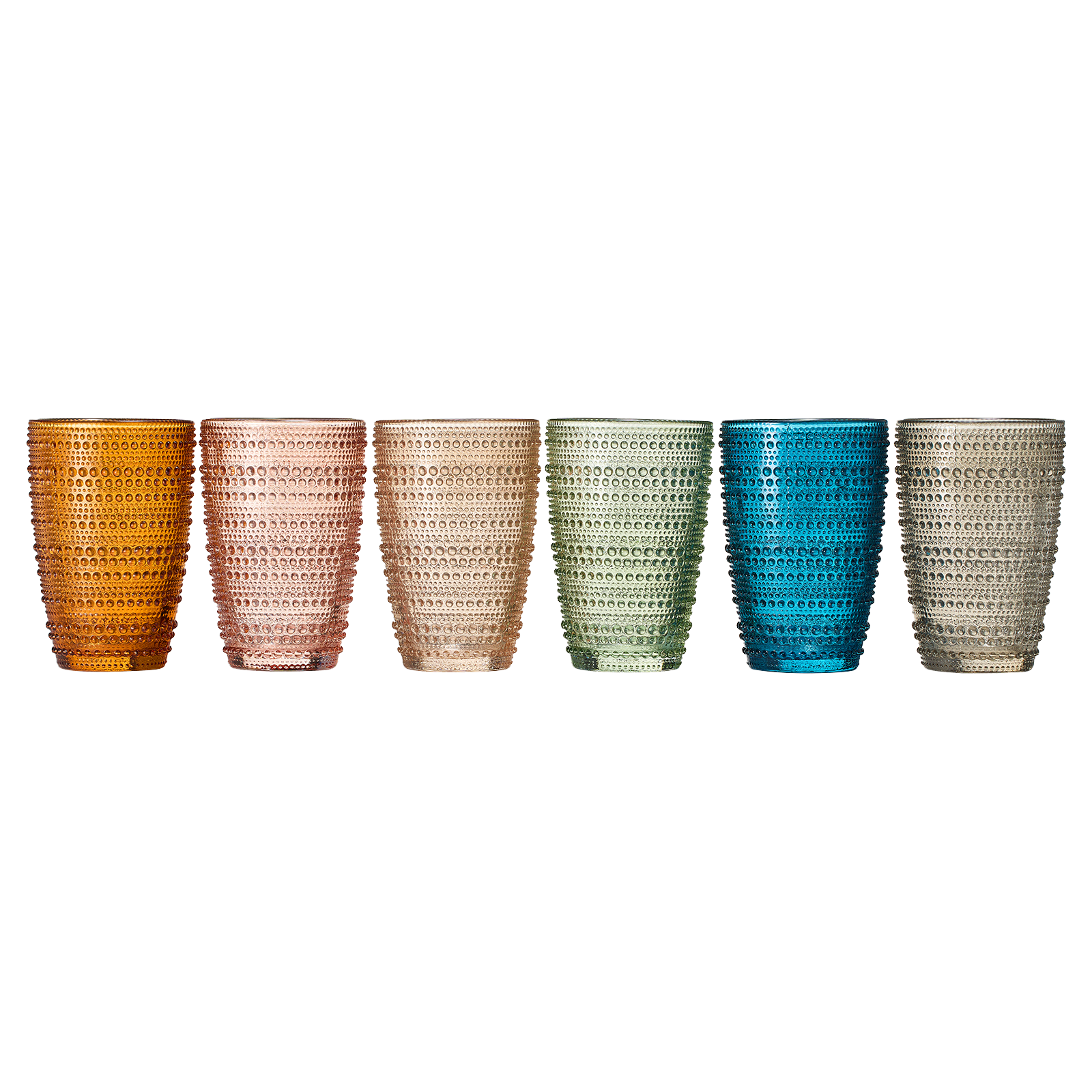 Tonal Hobnail Highball Glassware, Set of 6