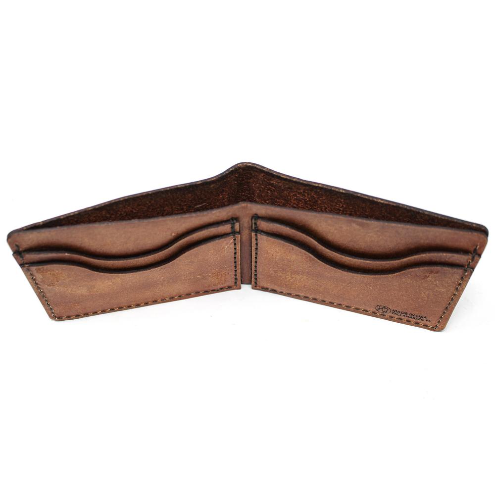 Handcrafted Brown Trout Leather Bill Fold Wallet - Made to Order in USA