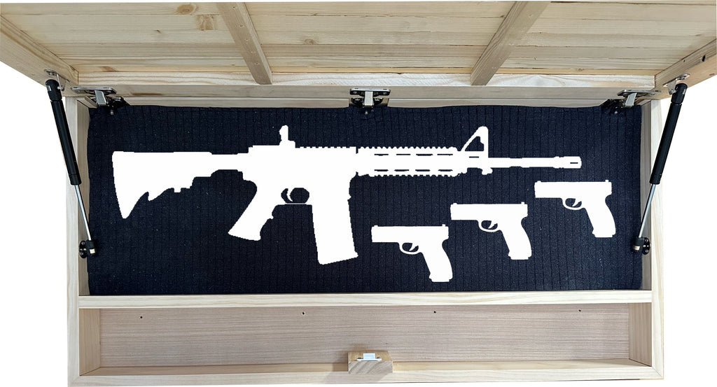 Hunting Wolves Gun Concealment Decor - Handcrafted Wooden Gun Cabinets - Gun Shelf Hidden Storage for Rifles, Shotguns, & Handguns - Quick Access Hidden Wall Safe (Extra Large)