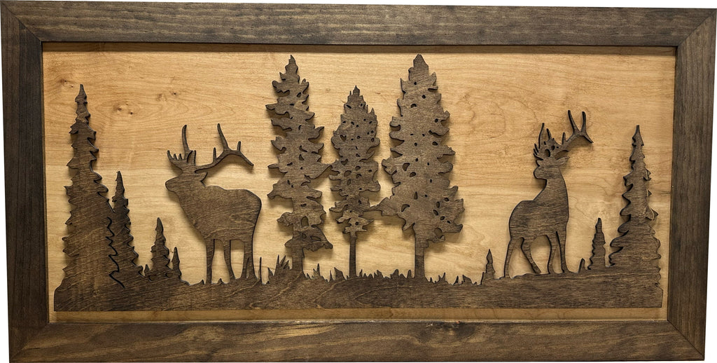 Deer and Elk Gun Concealment Decor - Handcrafted Wooden Gun Cabinets - Gun Shelf Hidden Storage for Rifles, Shotguns, & Handguns - Quick Access Hidden Wall Safe (Extra Large)