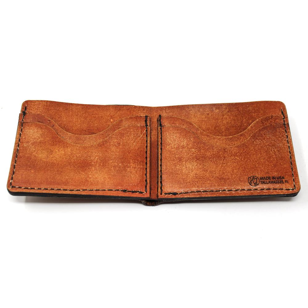 Handcrafted English Setter on Grouse Leather Bill Fold Wallet - Made to Order in USA