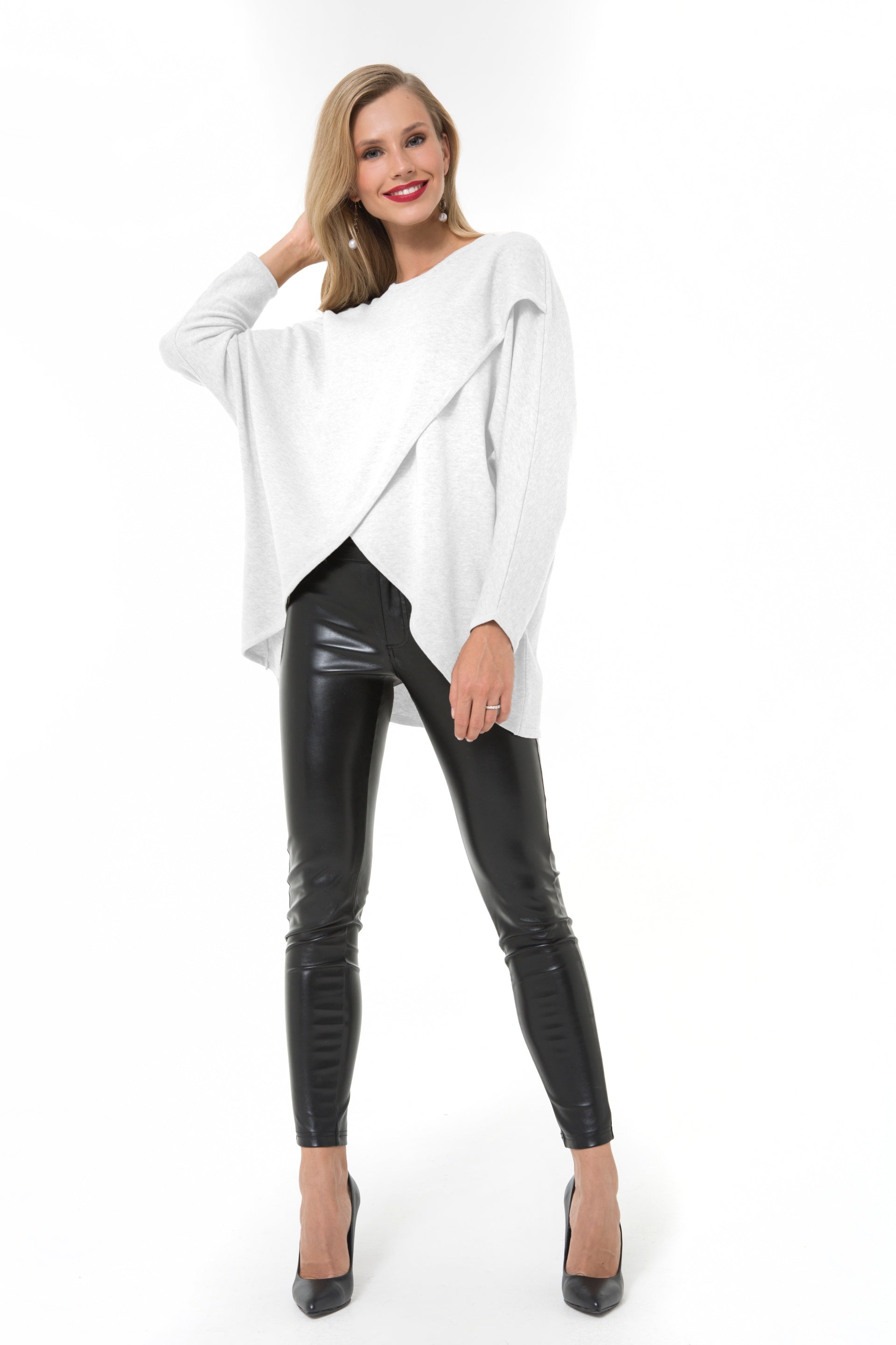 Let Loose Crossover Long Sleeve Maternity/Nursing Knit Top