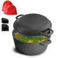 MegaChef 5 Quart Pre-Seasoned 2-in-1 Cast Iron Dutch Oven and Skillet