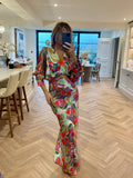 Floral V-neck Tight Waist Dress High-grade Sense