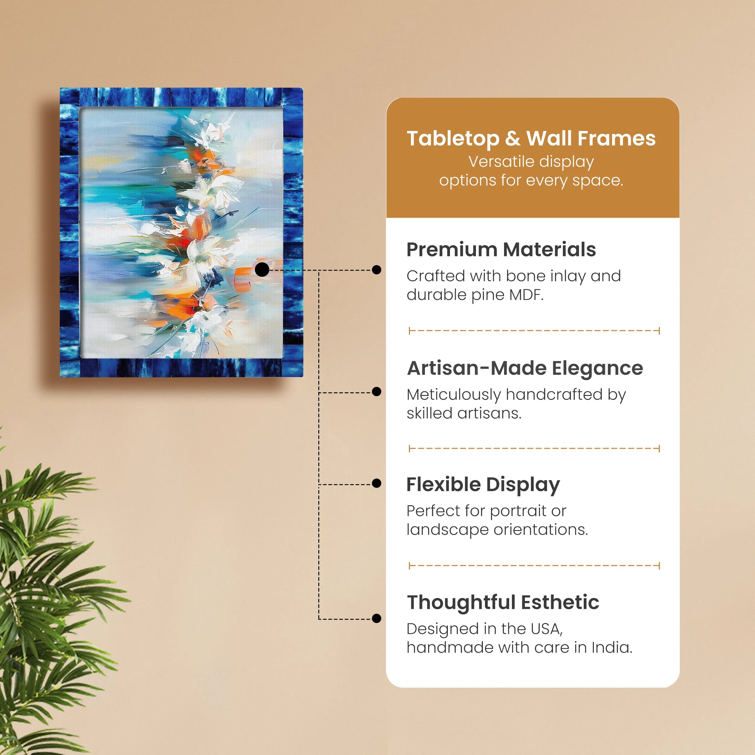 Poster Frames Classic Collection Bone Inlay, Blue, 6 Sizes
