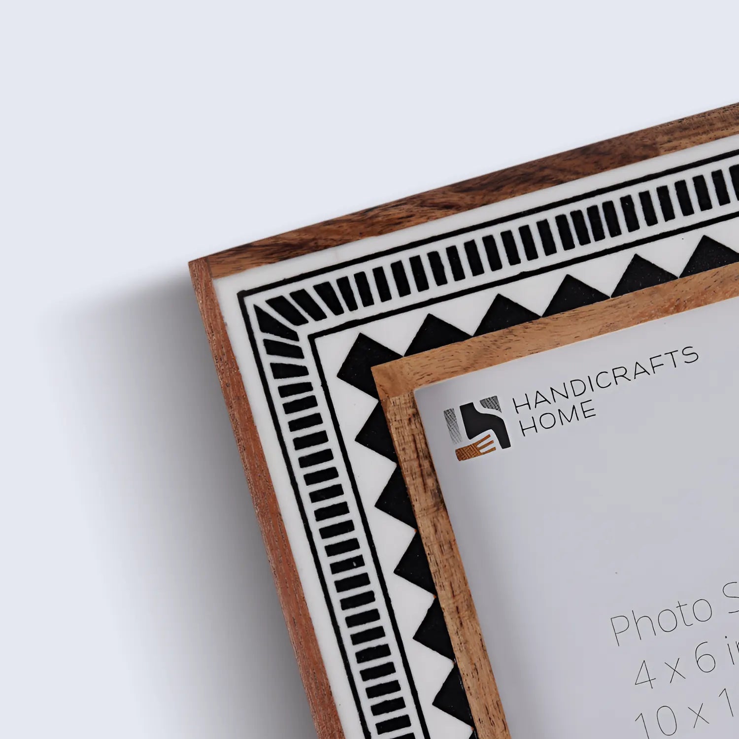 Picture Frame Geometric Collection Wood & Resin Inlay Black & White – 4x6 & 5x7"