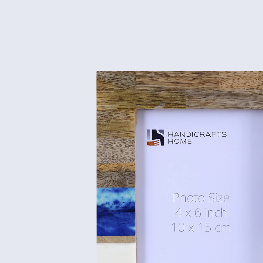 Picture Frames West Coast Malibu Collection Wood Bone Inlay Brass Brown White 4x6 5x7"