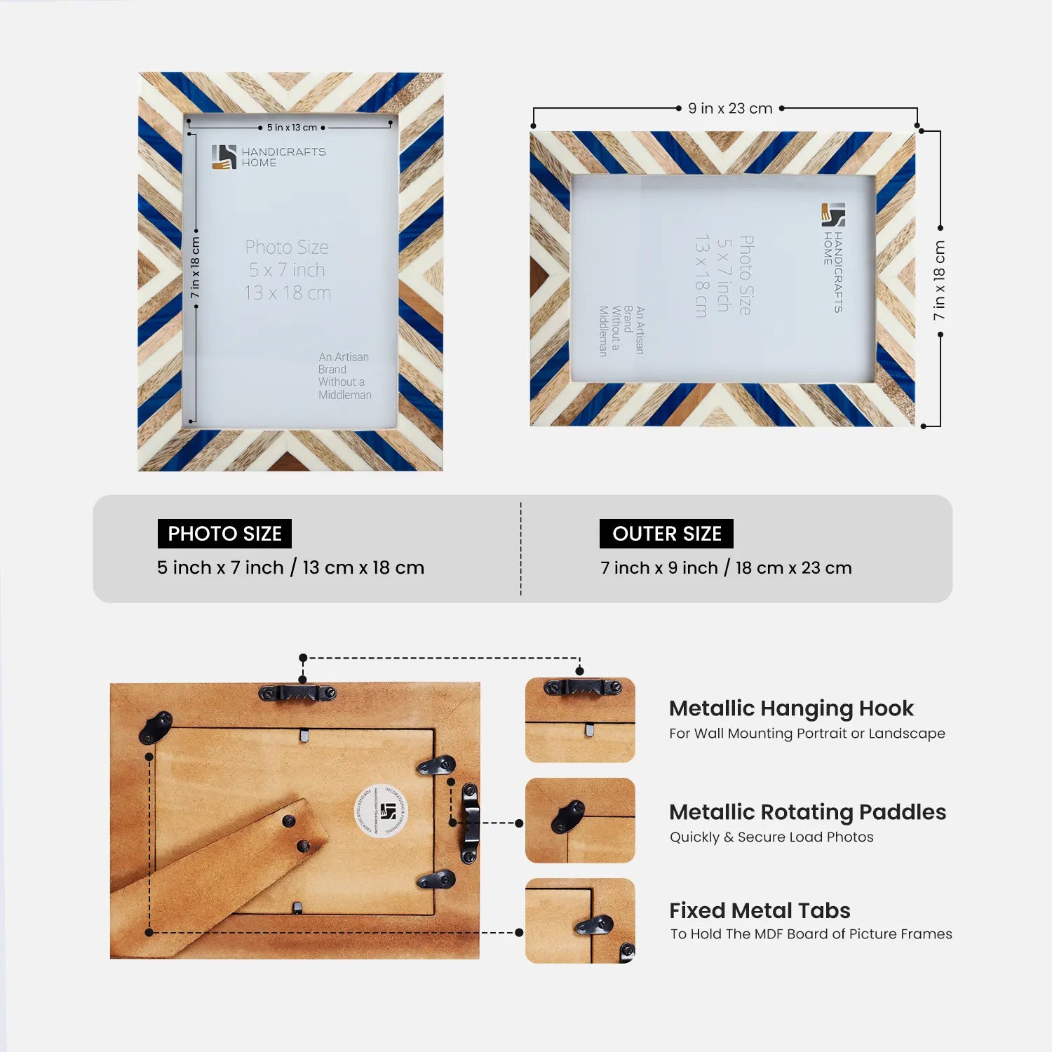 Picture Frame Hypno Dream Collection Wood Resin Inlay Multi Color -4x6 5x7 8x10"