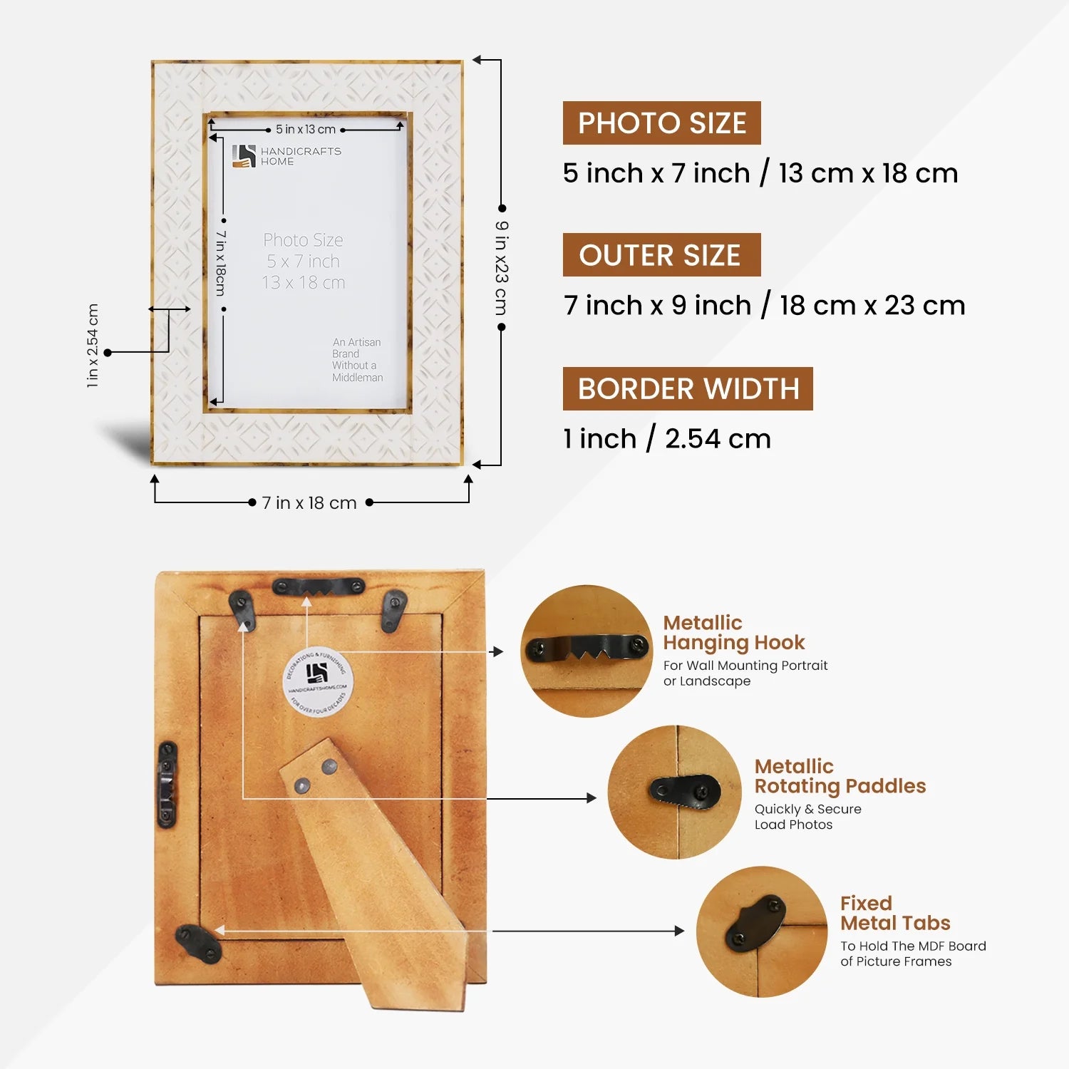 Picture Frames Rhythm Cycles Collection Wood Resin Inlay White 4x6 5x7 8x10"