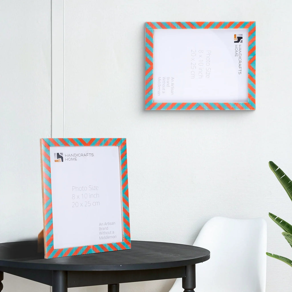 Candy Cane Melon Twist Resin Inlay Picture Frame, Red - Green, 3 Sizes (Set of 2)