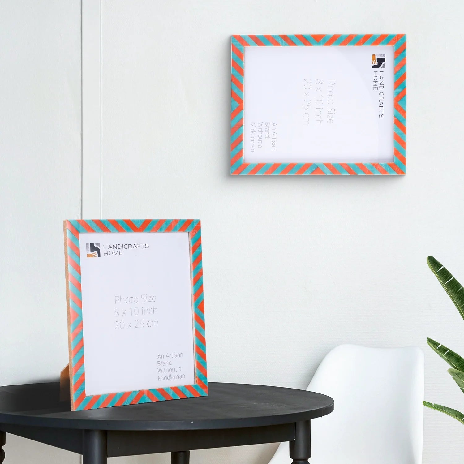 Candy Cane Melon Twist Resin Inlay Picture Frame, Red - Green, 3 Sizes (Set of 2)