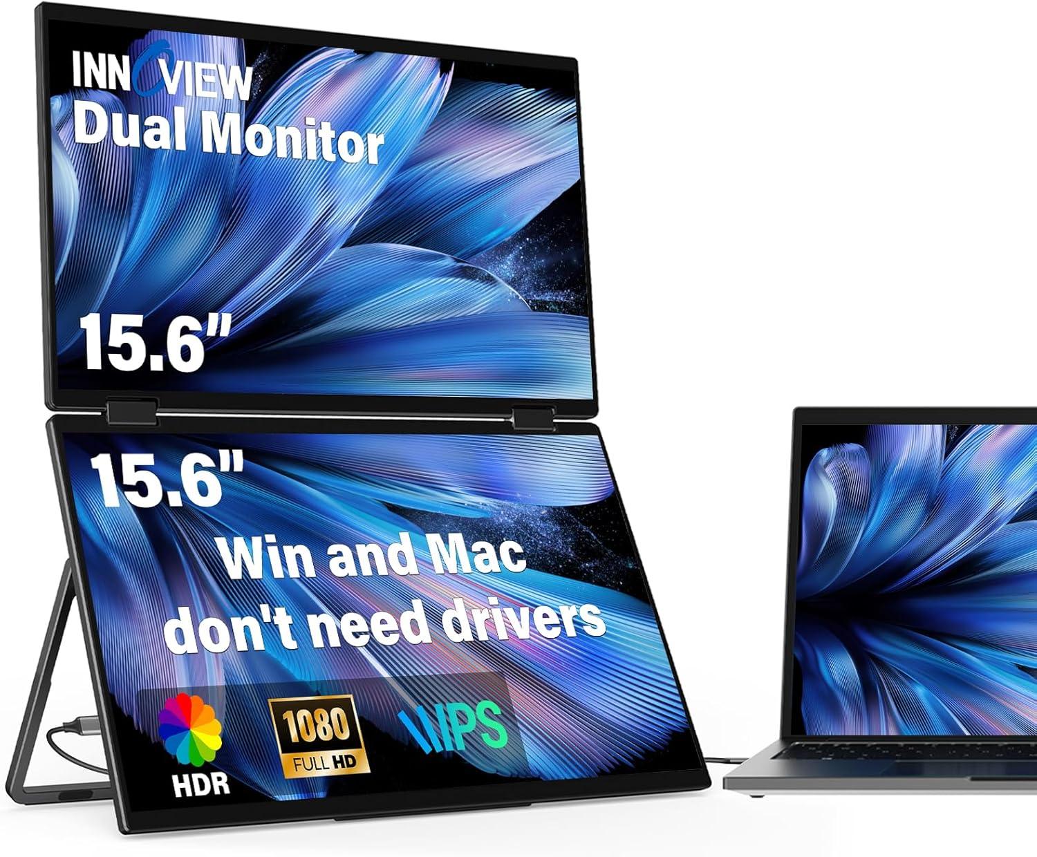 InnoView Foldable 15.6" Dual Portable Monitor-INVPM009-05B