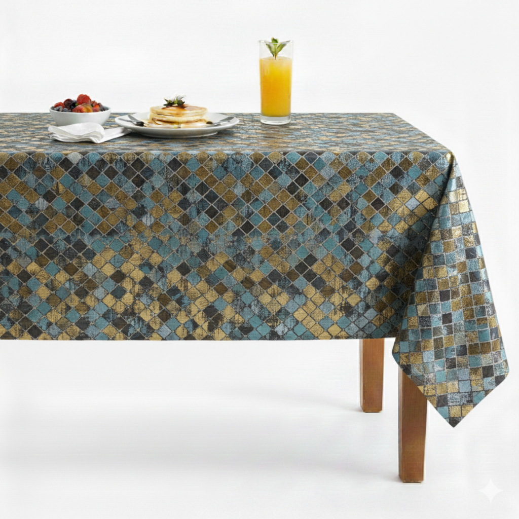 Patio Metallic Jacquard Tablecloth - Sky Blue