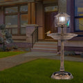 Solar Pedestal Bird Bath with Feeder and Planter - Bronze