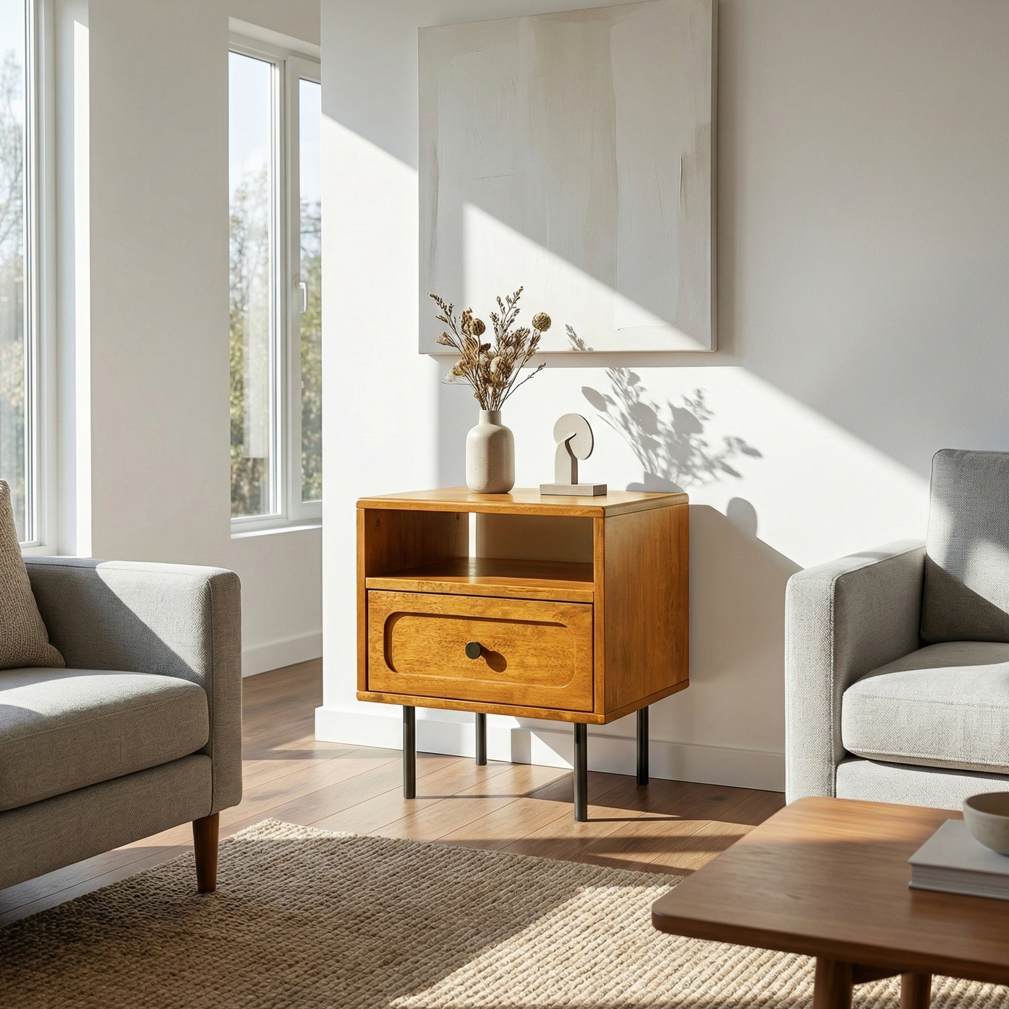 Savana Solid Wood Single-Drawer Nightstand