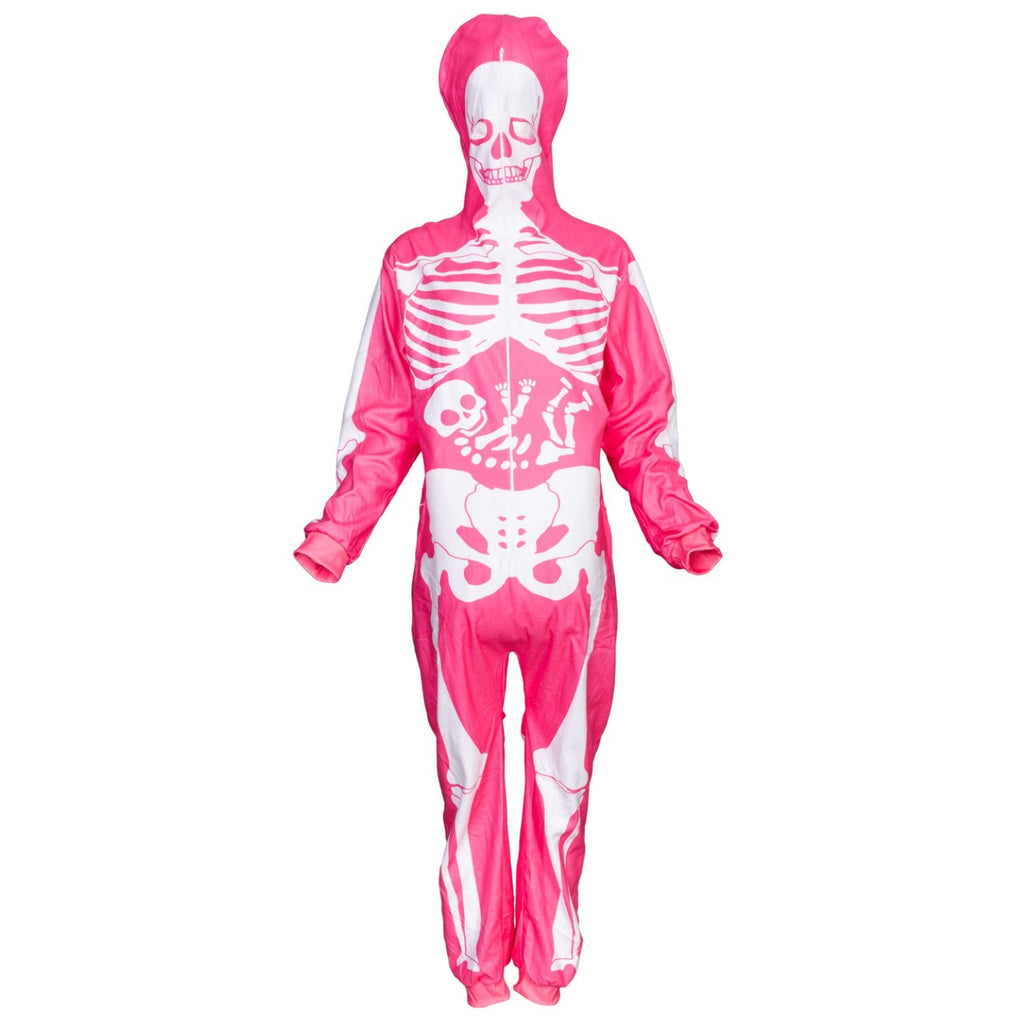 Women's Pink Skeleton Halloween Costume Cosplay Jumpsuit (With Mask)