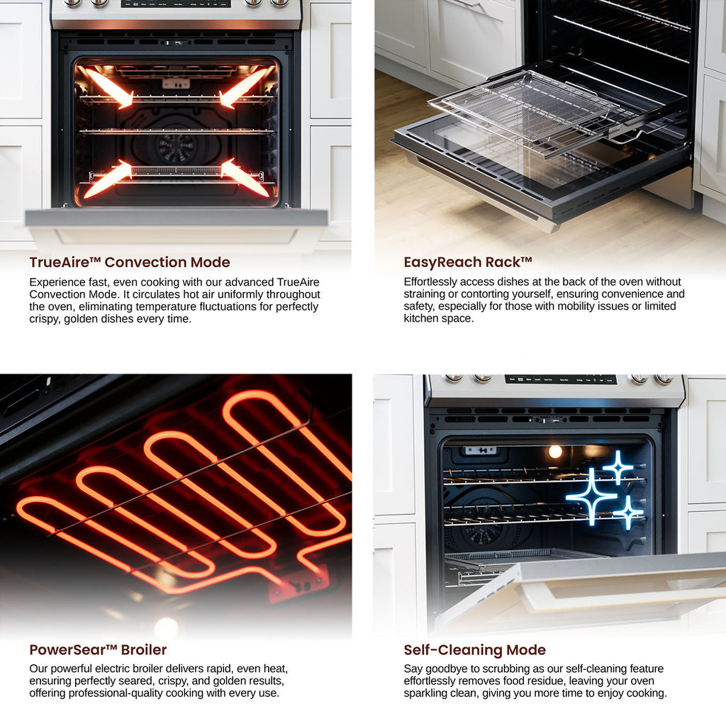 Rangaire 30" Electric Range Self-cleaning Air Fry True Convection Oven Slide-in Stainless Steel RRE303GS