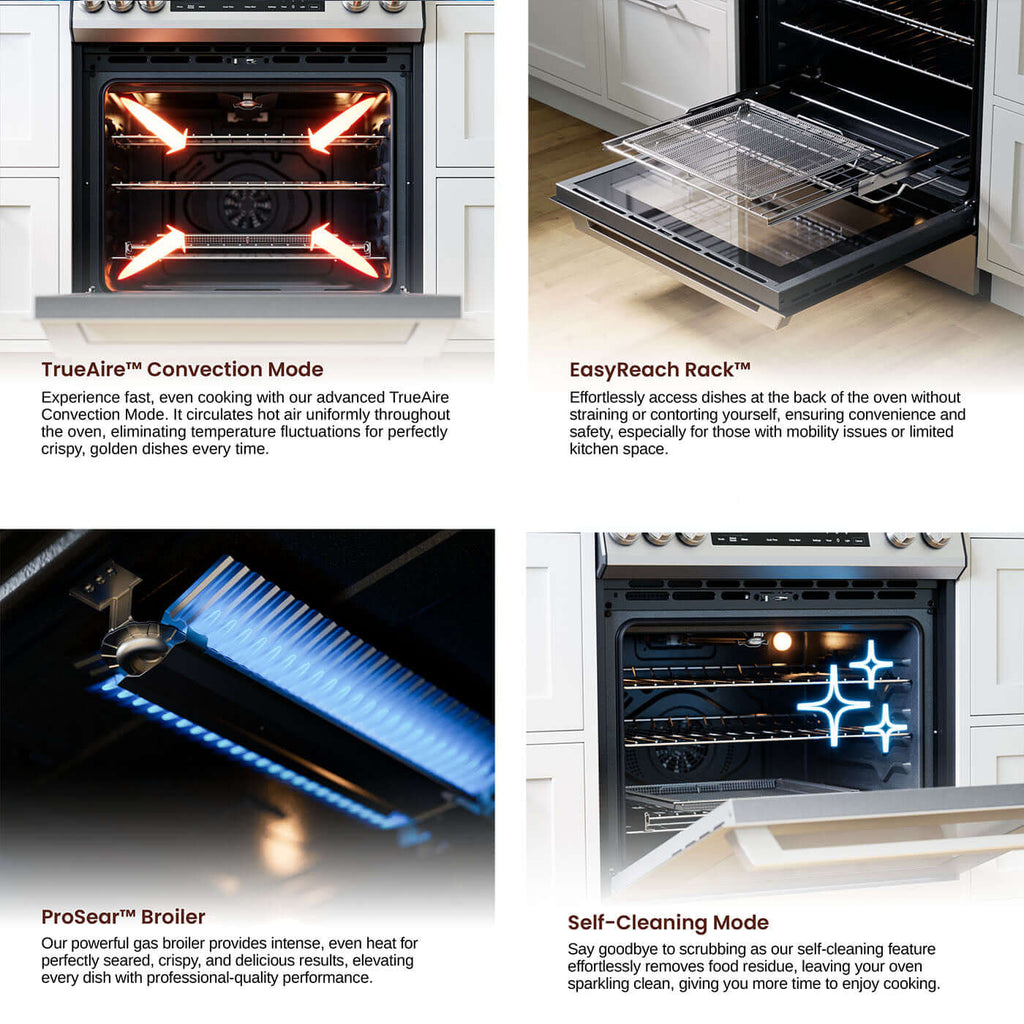 Rangaire 30" Gas Range Self-cleaning Air Fry True Convection Oven Slide-in Stainless Steel RRG303GS