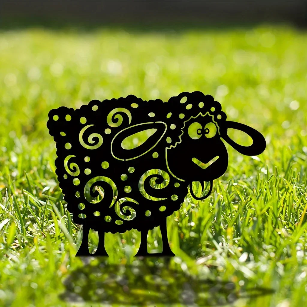 HelloYoung Add a Touch of Whimsy to Your Garden with this Metal Sheep Yard Art Silhouette Wall Art Home Decoration