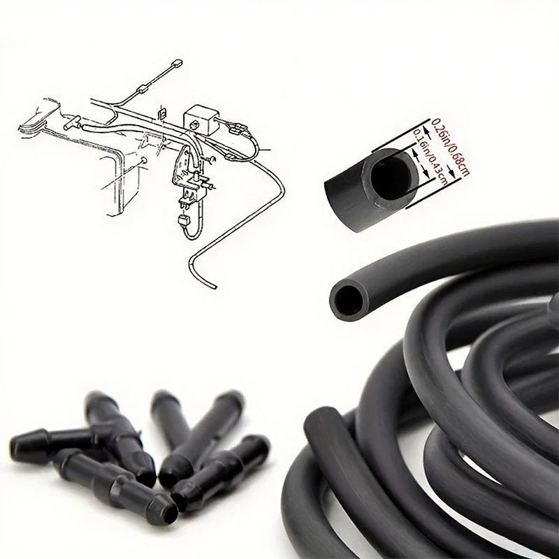5pcs/Set 2m Car Windshield Washer Hose Automotive Wiper Blade Pipe Windshield Jet Spray Wiper Nozzle Water Hose Fluid Tube