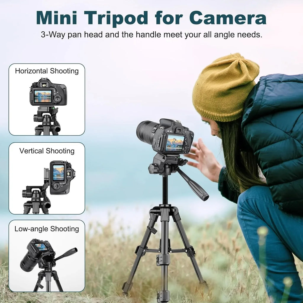 Mini Tripod for Camera, 25inch Aluminum Tabletop Camera Tripod, Portable Travel Tripod , for Cameras, Projectors, Spotting Scope