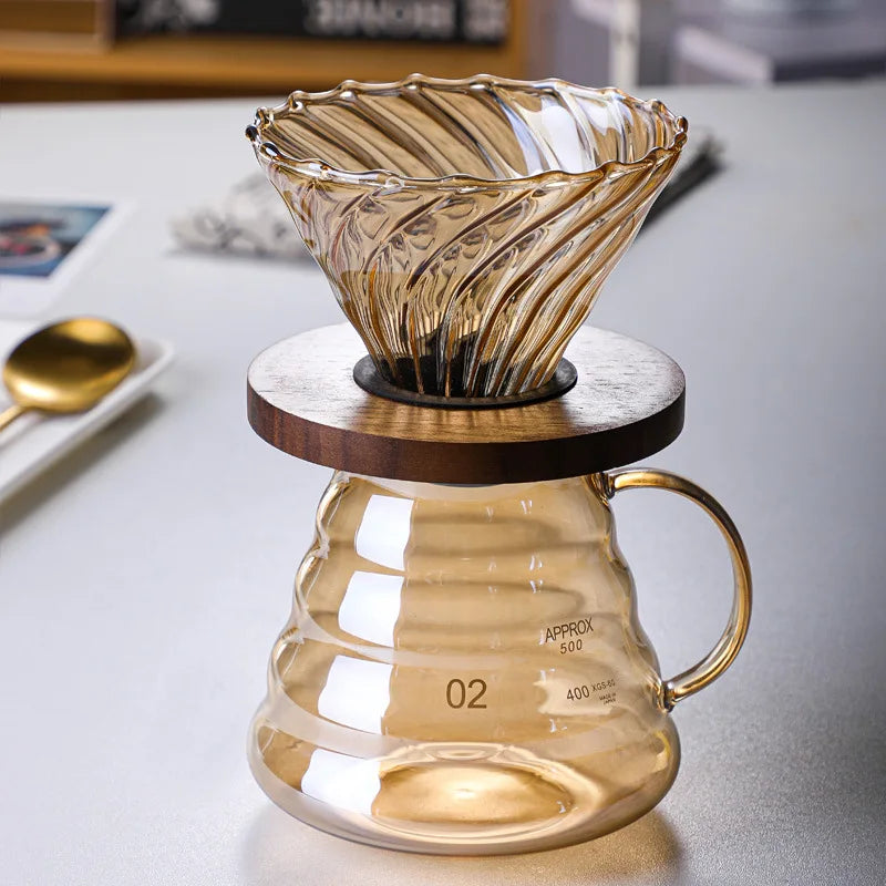 DecorBites™ Glass Coffee Filter Pot Drip Reusable Supplies Brown Brewed Percolator
