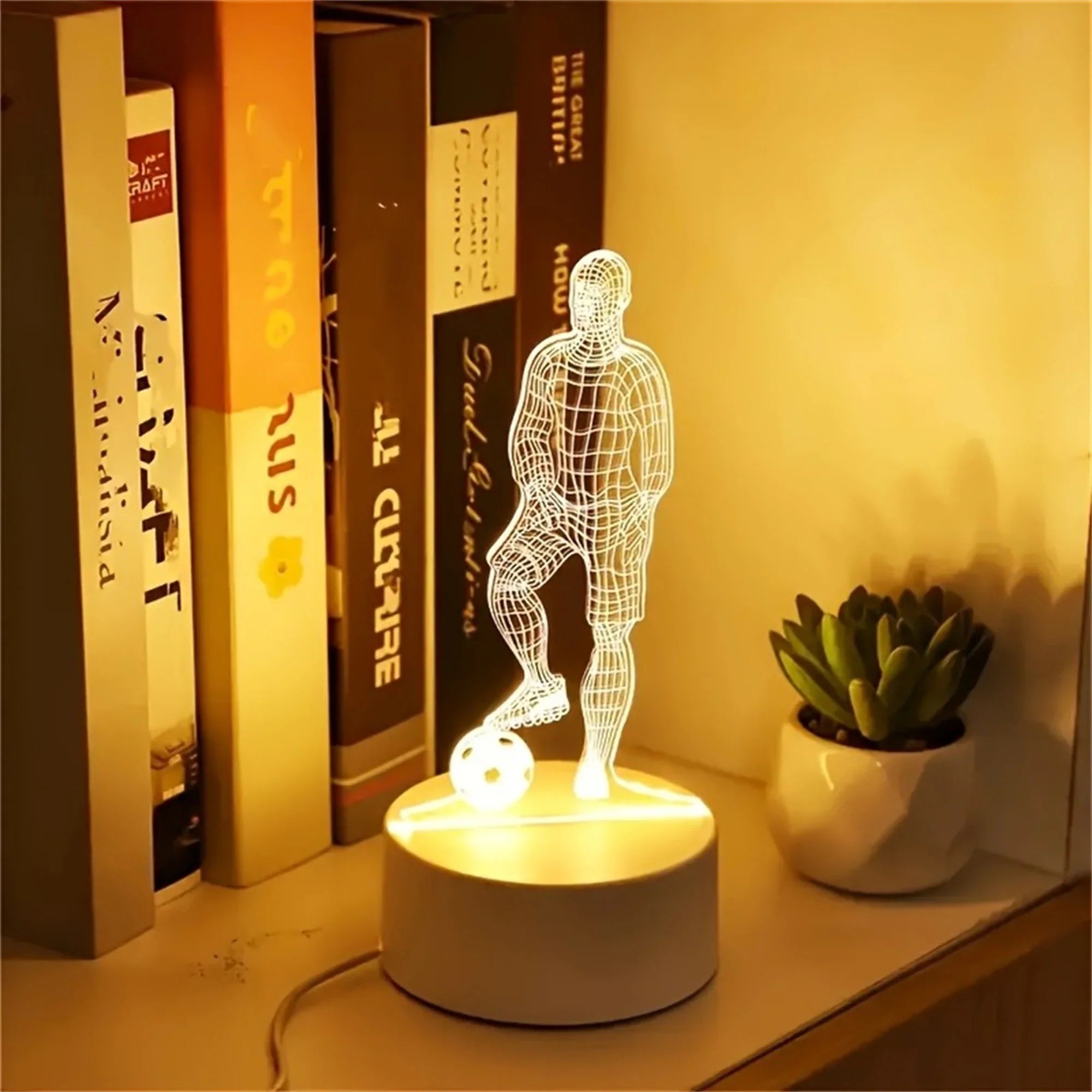 Football Pattern LED Night Light | Warm USB Lamp for Bedroom and Bar Decor
