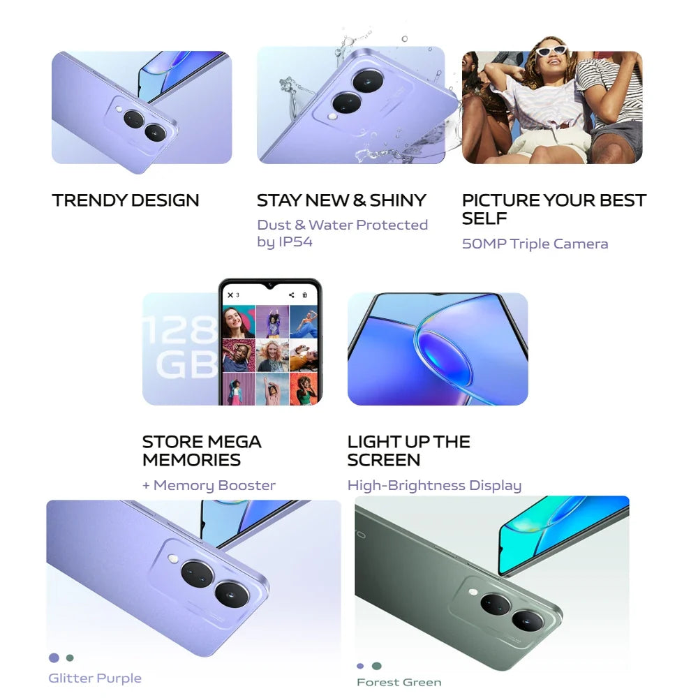 VIVO Y17S 4G original smart fashion music mobile phone 6.56-inch IPS LCD screen 5000mah battery 8gb+256GB