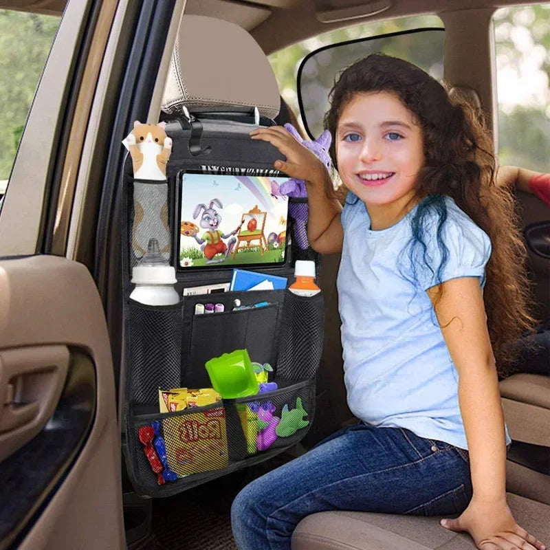 Car Seat Organizer – Multifunctional Oxford Fabric Backseat Storage Bag with Tablet Holder & Multi-Pockets for Kids