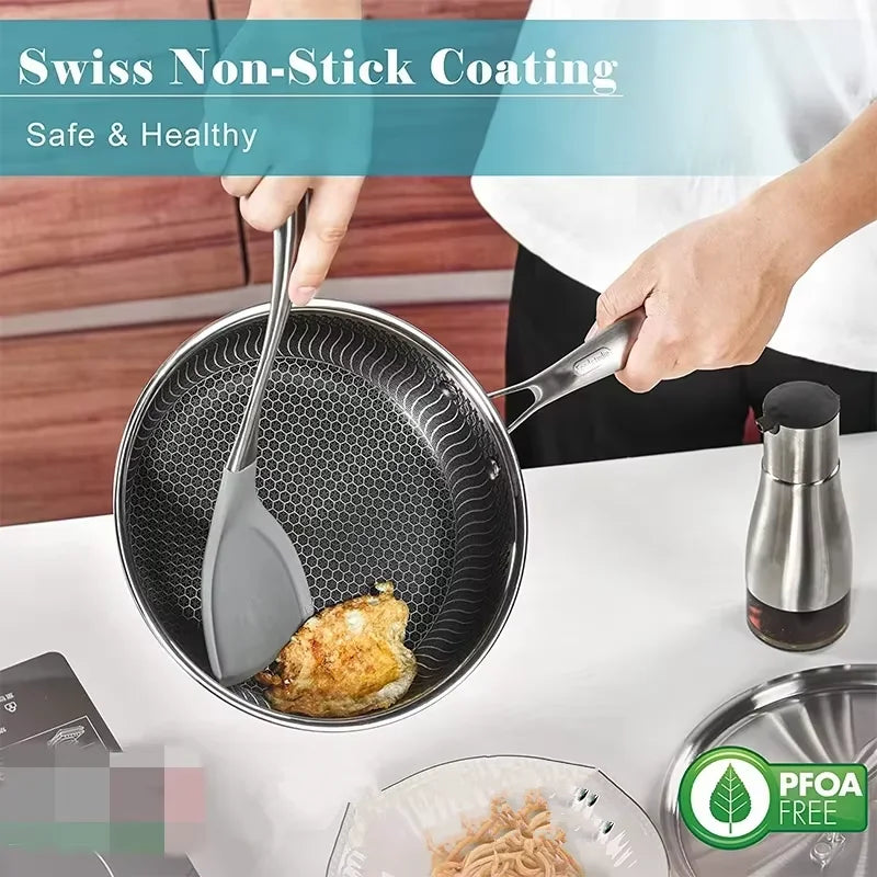 DONNOR 3-Ply Non Stick Frying Pan Hybrid Plus Stainless Steel Pan Skillet PFOA Free Chef Egg Pan Cookware Induction Compatible