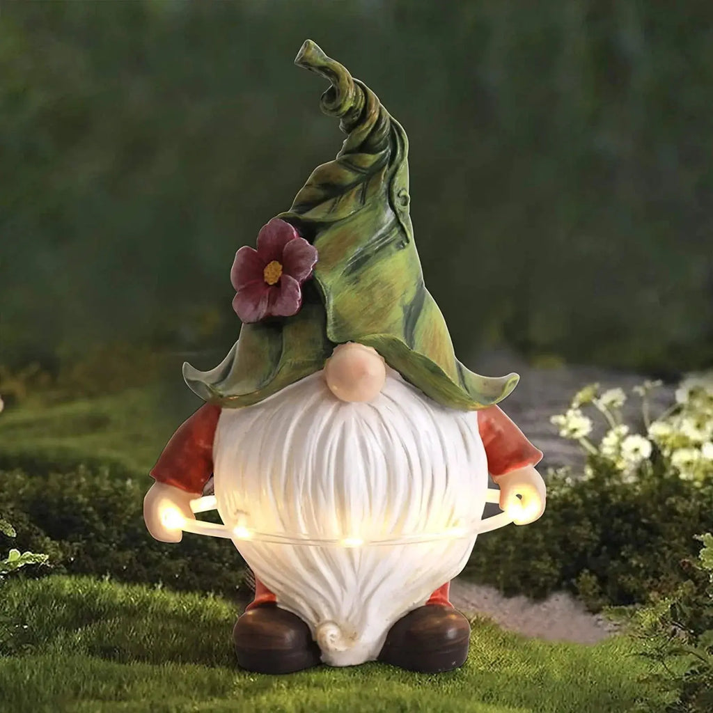 14 Inch Outdoor Garden Dwarf Statue-resin Gnome Statue Lighting Wizard Solar Led Light Welcome Sign Gnome Yard Lawn Large Figurine