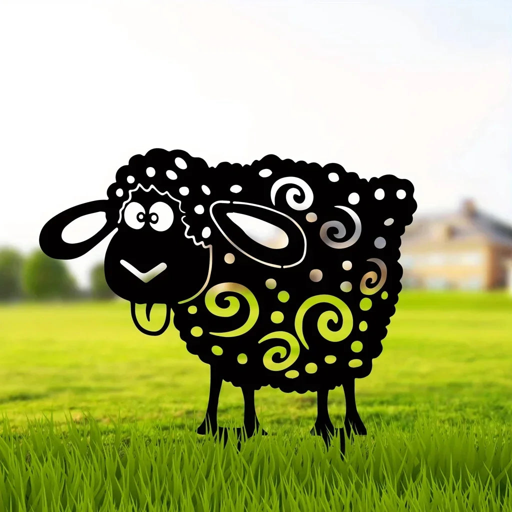 HelloYoung Add a Touch of Whimsy to Your Garden with this Metal Sheep Yard Art Silhouette Wall Art Home Decoration