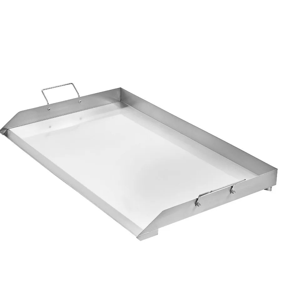 Stainless Steel Griddle 36x22 inch Universal Flat Top Rectangular Plate for Gas Grill BBQ Teppanyaki Portable Cookware with Han