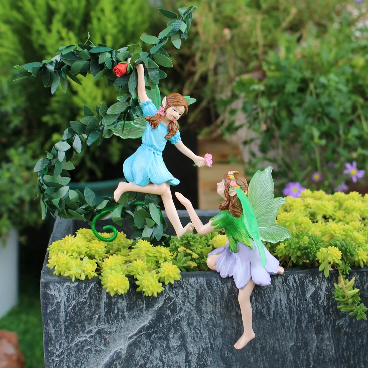 Outdoor Resin Flower Fairy Statue, Flower Pot Decoration, Home Outdoor Garden, Valentine's Day Gift, Garden Enthusiast Gift