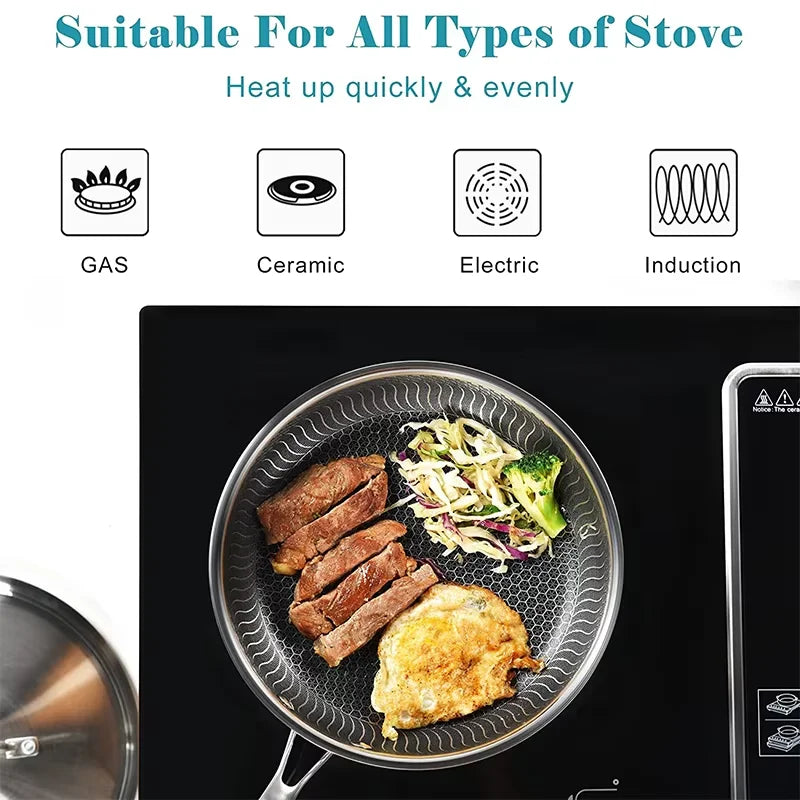 DONNOR 3-Ply Non Stick Frying Pan Hybrid Plus Stainless Steel Pan Skillet PFOA Free Chef Egg Pan Cookware Induction Compatible