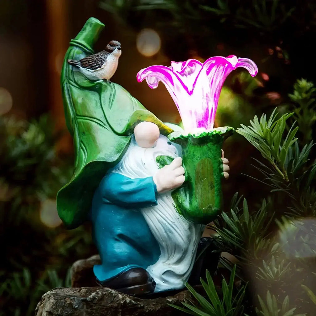 14 Inch Outdoor Garden Dwarf Statue-resin Gnome Statue Lighting Wizard Solar Led Light Welcome Sign Gnome Yard Lawn Large Figurine