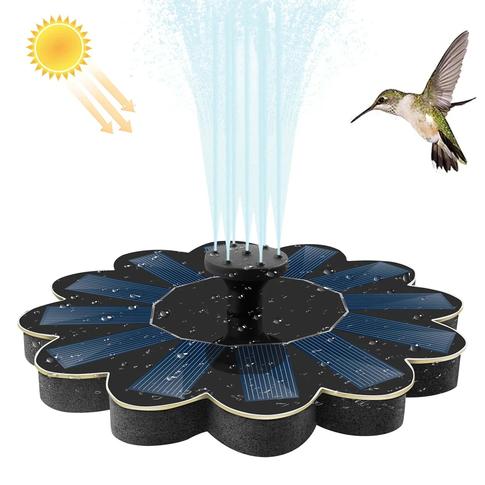 Solar Fountain Pump Bird Bath Fountain Garden Outdoor Water Pool Pond Floating Decor With 5 Nozzles Solar Panel