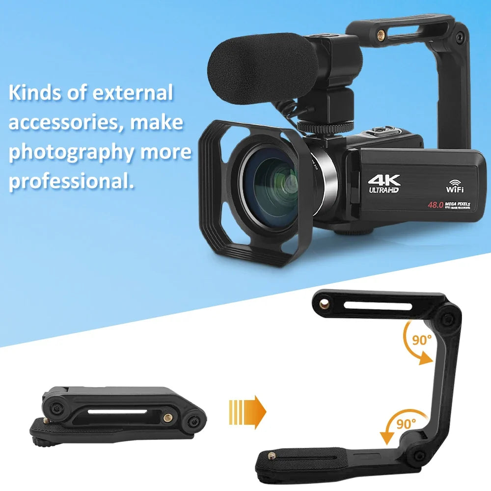 Full 4K Camcorder 18X 48MP Digital Camera Livestream Webcam UHD Vlog Video Recorder Wide Angel Macro Lens Photography Cameras