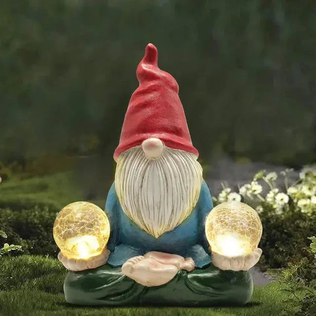 14 Inch Outdoor Garden Dwarf Statue-resin Gnome Statue Lighting Wizard Solar Led Light Welcome Sign Gnome Yard Lawn Large Figurine