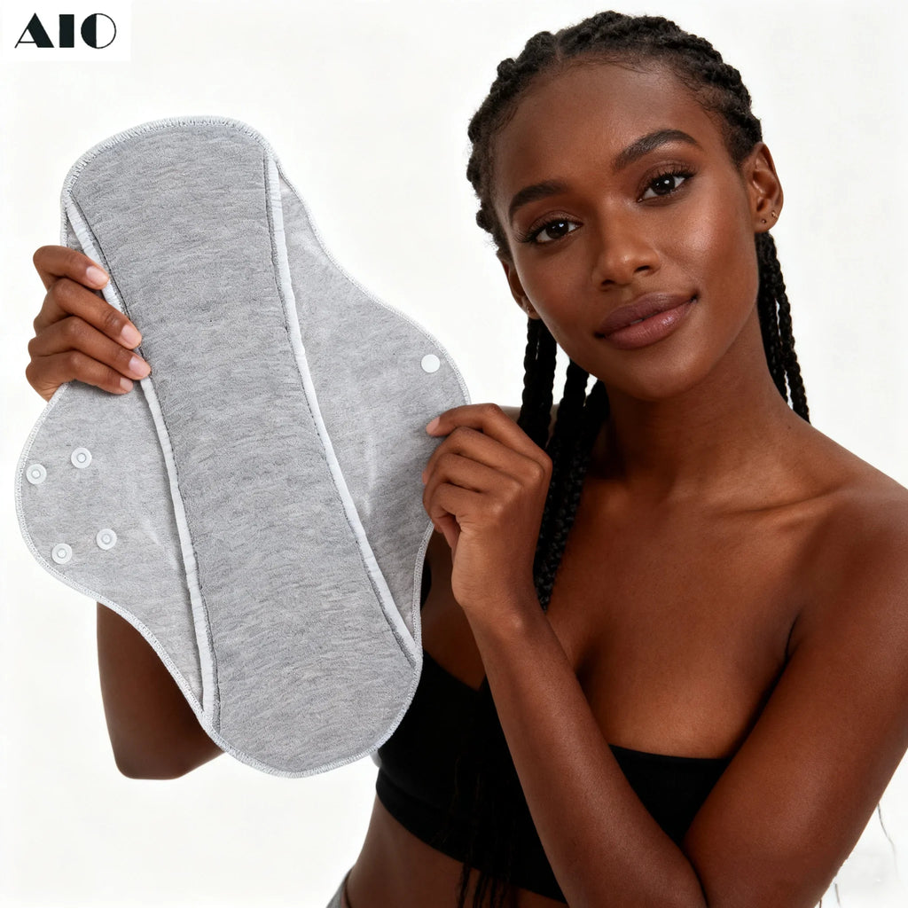 AIO Large Washable Graphene Incontinence Pads Cotton Panty Liner Heavy-flow Menstrual Pads Cloth Tampons Urinary Sanitary Pads