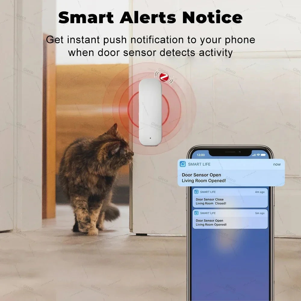 ZigBee Smart Window Door Gate Sensor Contact Detector Smart Life Security Alarm System Smart Home Tuya 2Mqtt App Remote Control