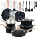 25-Piece Nonstick Cookware Set, Induction Compatible, PFOA/PFOS Free Black Kitchen Pots and Pans