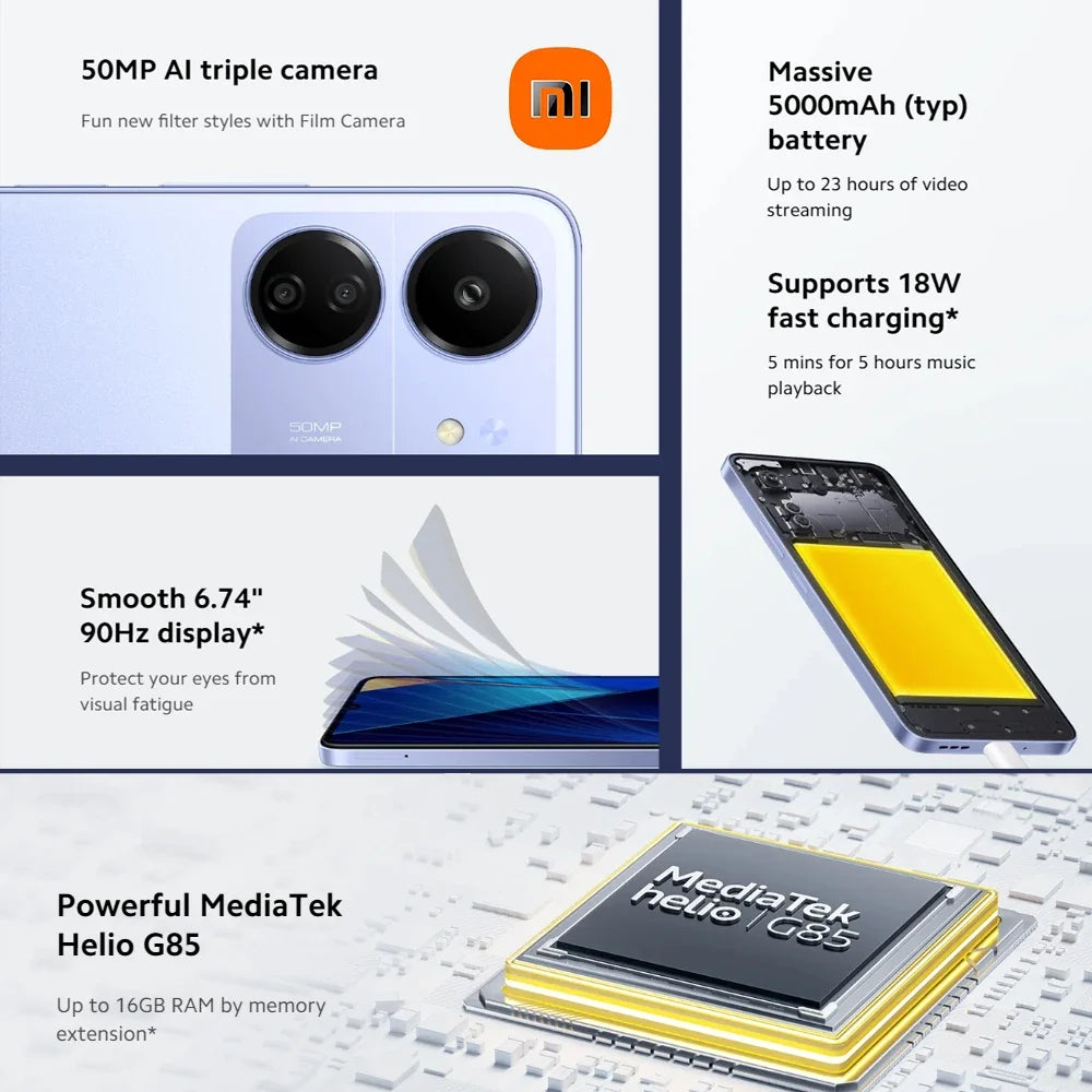 Xiaomi Poco C65 6.74-inch Helio G85 processor 8 million front camera selfie lens 8GB+256GB memory camera phone