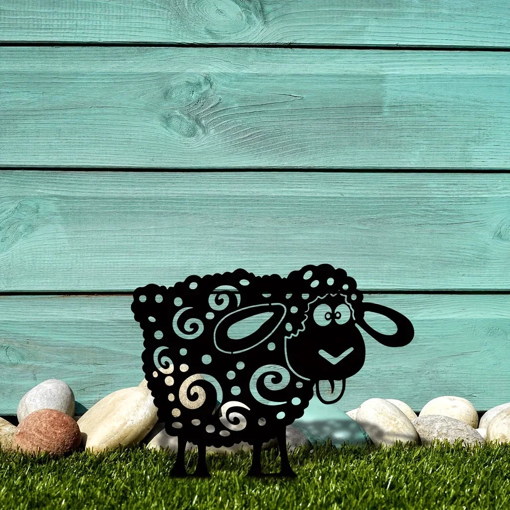 HelloYoung Add a Touch of Whimsy to Your Garden with this Metal Sheep Yard Art Silhouette Wall Art Home Decoration