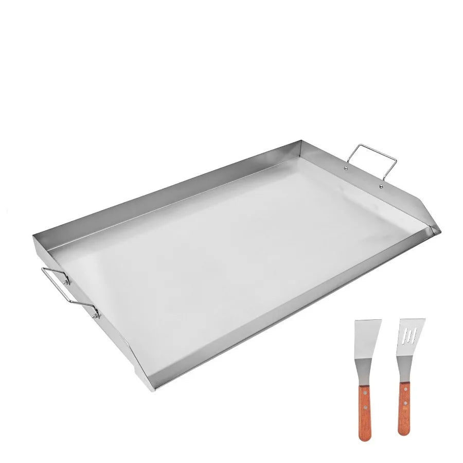 Stainless Steel Griddle 36x22 inch Universal Flat Top Rectangular Plate for Gas Grill BBQ Teppanyaki Portable Cookware with Han