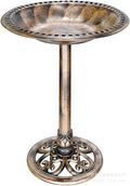 Polyresin Antique Outdoor Blue Garden Bird Bath and Solar Powered Round Pond Fountain Combo Set