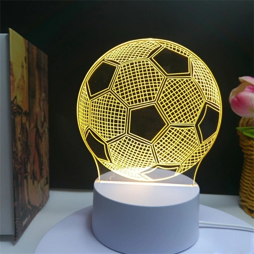 Football Pattern LED Night Light | Warm USB Lamp for Bedroom and Bar Decor