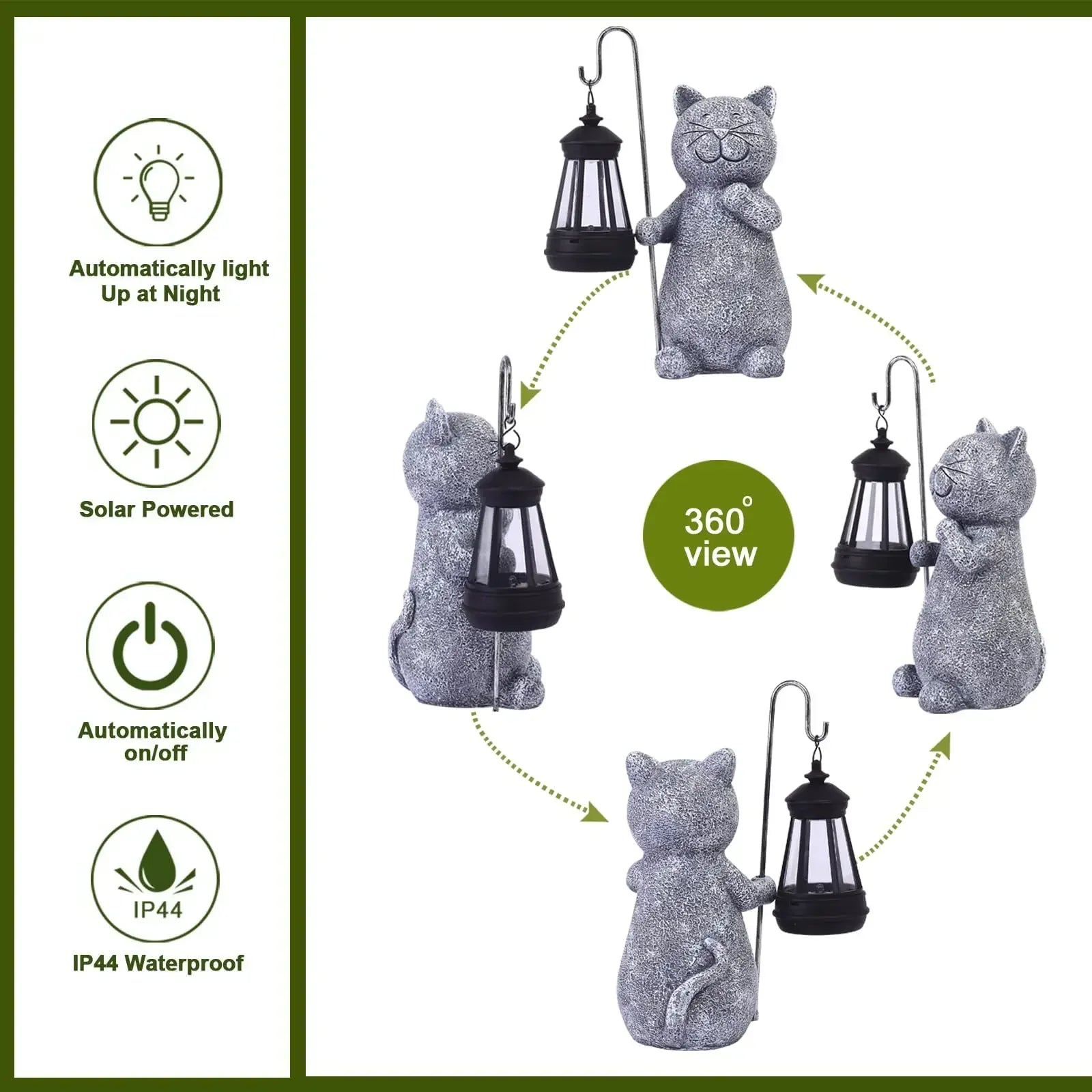 Cat Statue Solar Garden Ornament Outdoor Decoration with Solar Lights Suitable for Garden Balcony Birthday Gift for Mom Lady