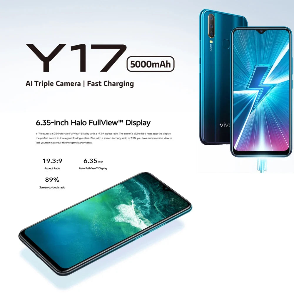 VIVO Y17 fashion smart mobile phone/8GB+256gb memory and storage